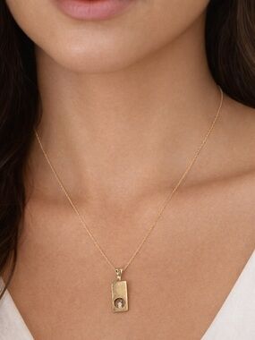 10K Yellow Gold Diamond Elegant Minimalist Pendant Necklace | 18” Fine Chain